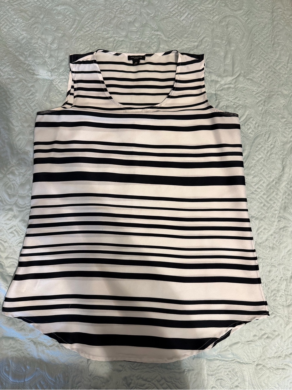 Ann Taylor Black and White Striped Sleeveless Camisole